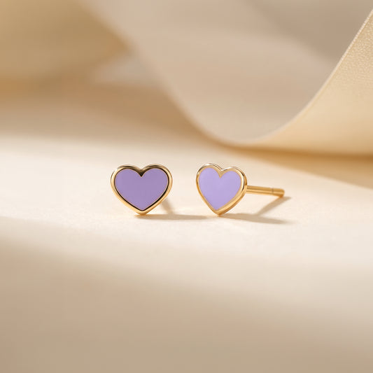 Enamel Heart Earrings For Kids