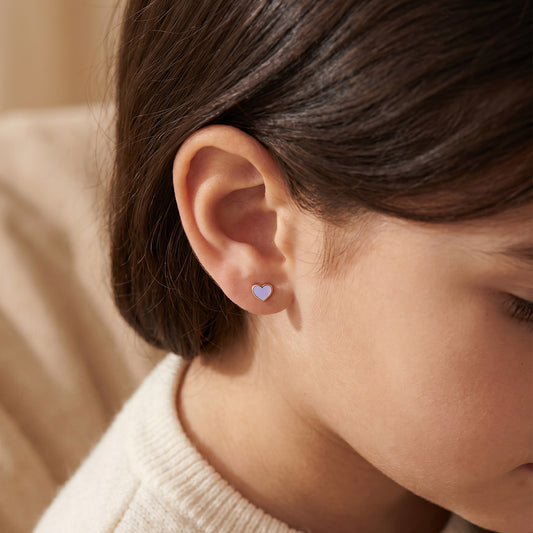 Enamel Heart Earrings For Kids