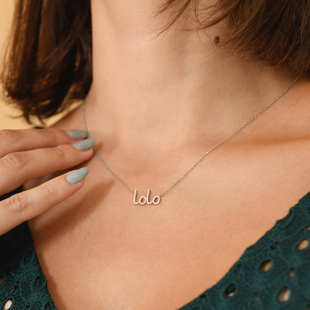 Handwritten Mama Diamond Necklace