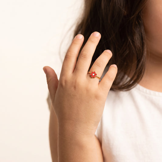 Enamel Flower Ring For Kids