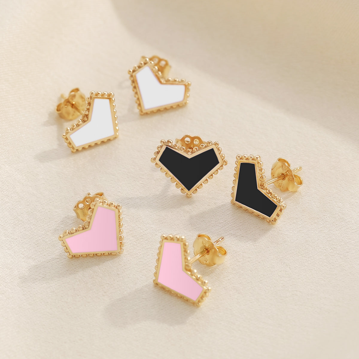 Enamel Heart Earrings