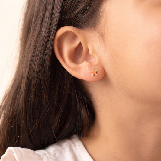 Enamel Star Earrings For Kids