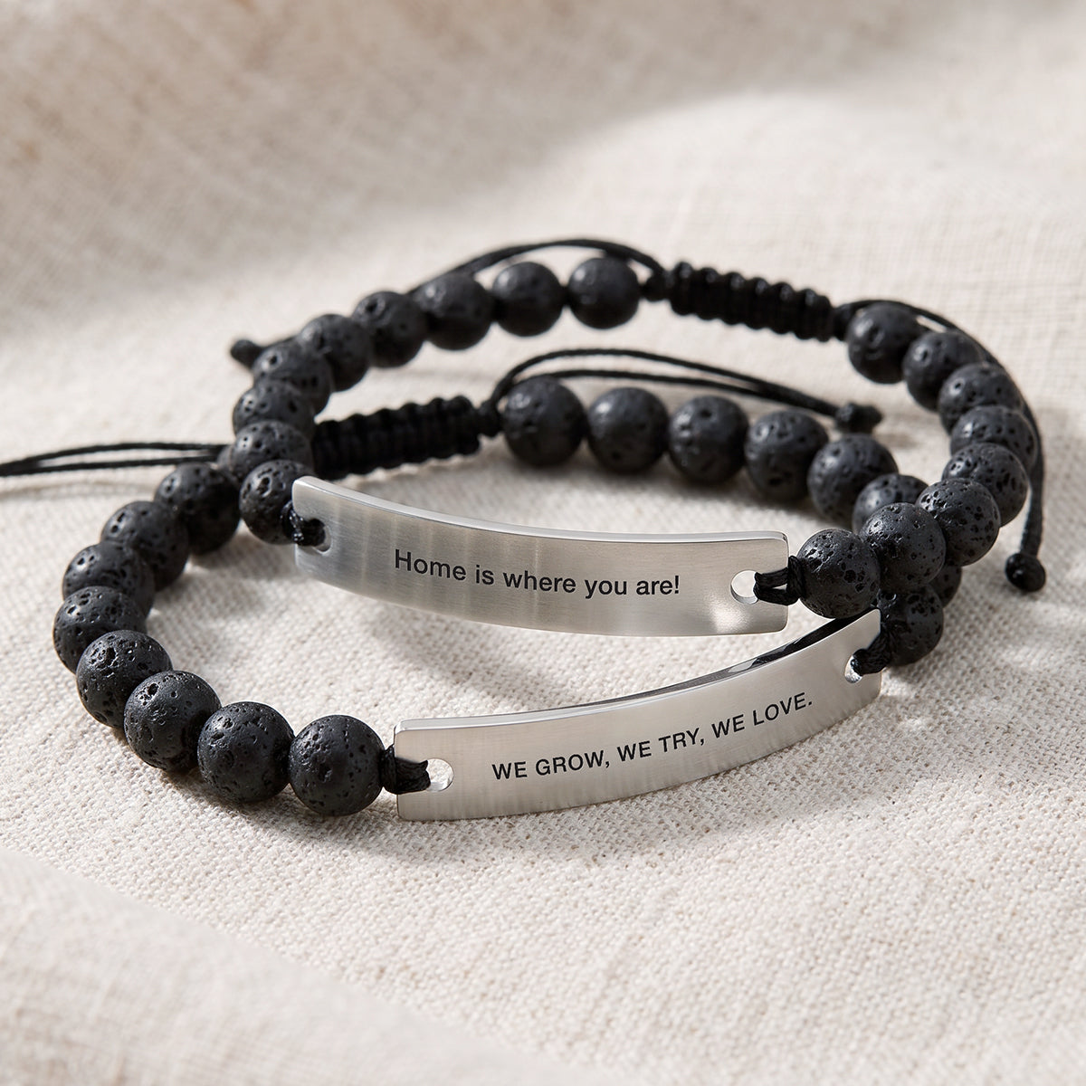 Engraved Rectangle Beads Bracelet