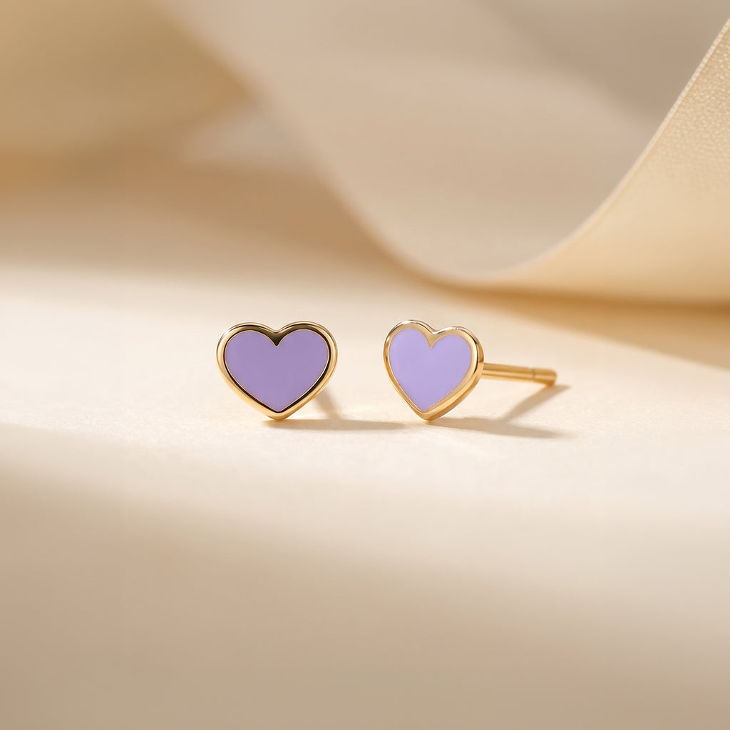 Enamel Heart Earrings For Kids