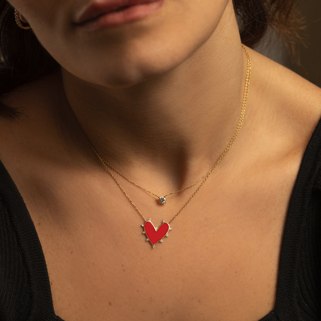 Sketchy Big Heart Diamond Necklace