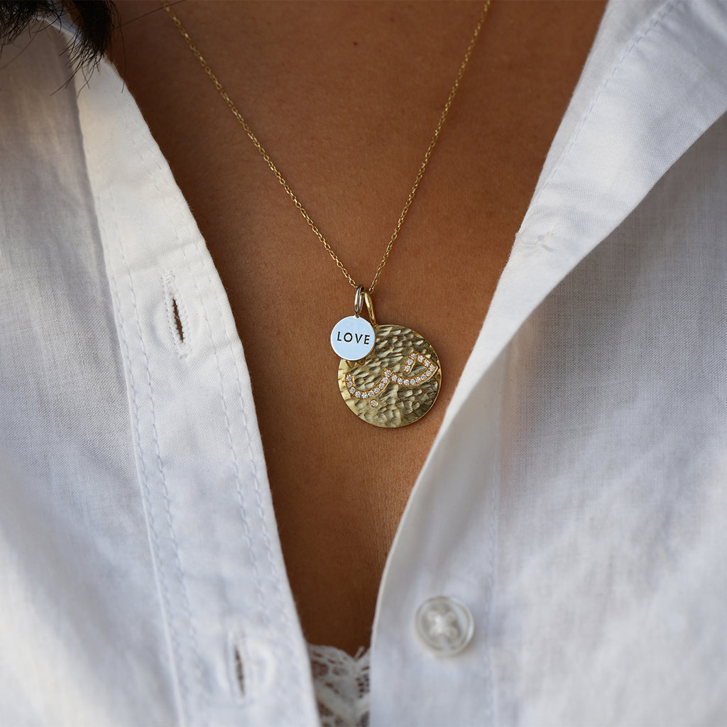 Handwritten Hammered Hobb Pendant