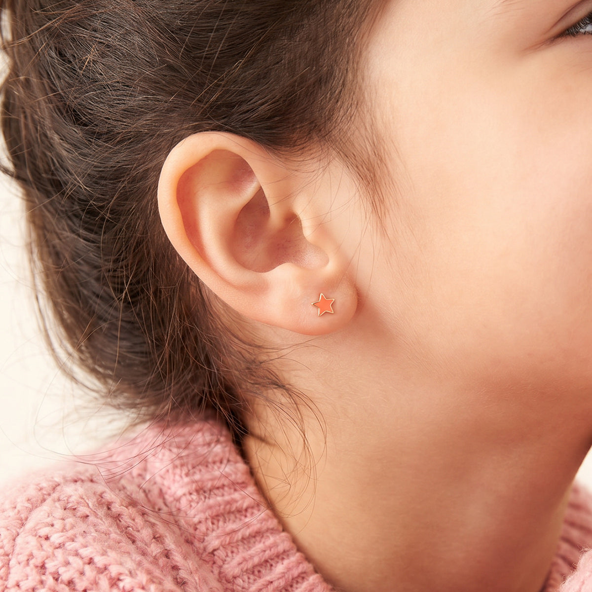 Enamel Star Earrings For Kids