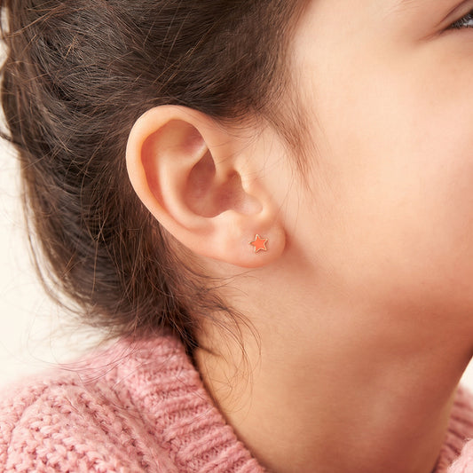 Enamel Star Earrings For Kids