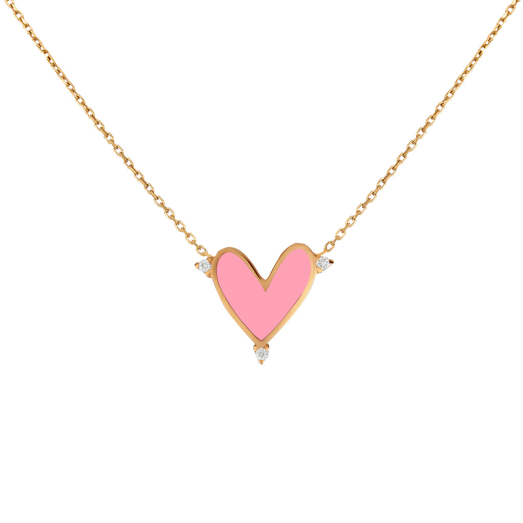 Sketchy Petite Heart Triple Diamond Necklace