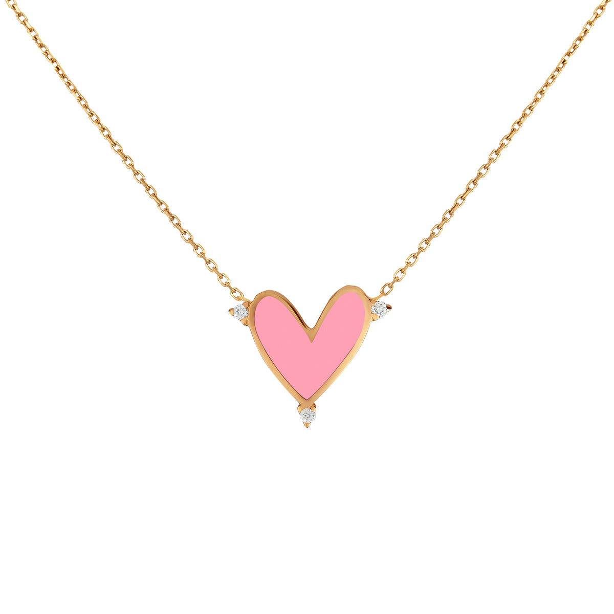 Sketchy Petite Heart Triple Diamond Necklace