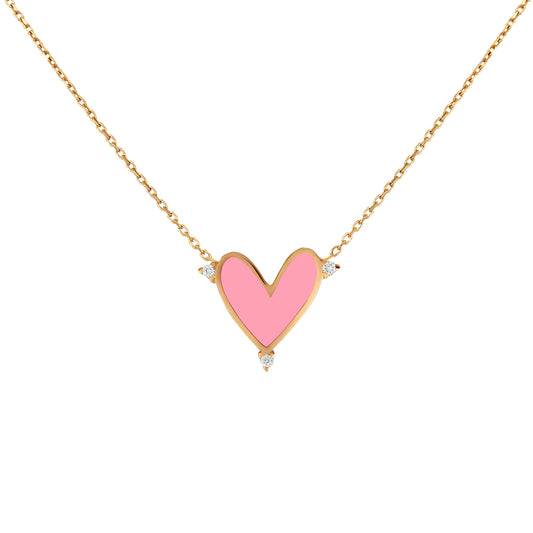 Sketchy Petite Heart Triple Diamond Necklace