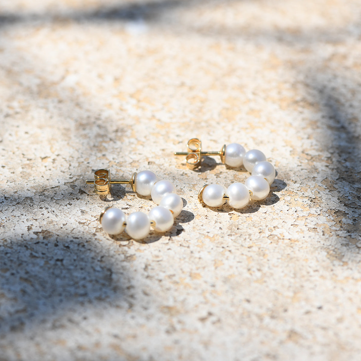 Half Hoop Pearl Earrings