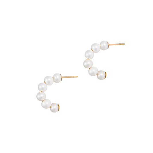 Half Hoop Pearl Earrings