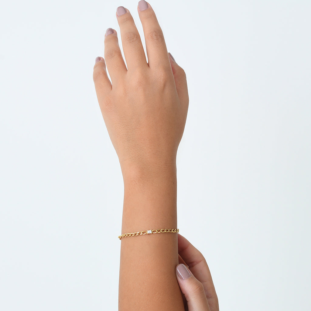 Square Diamond Chain Bracelet