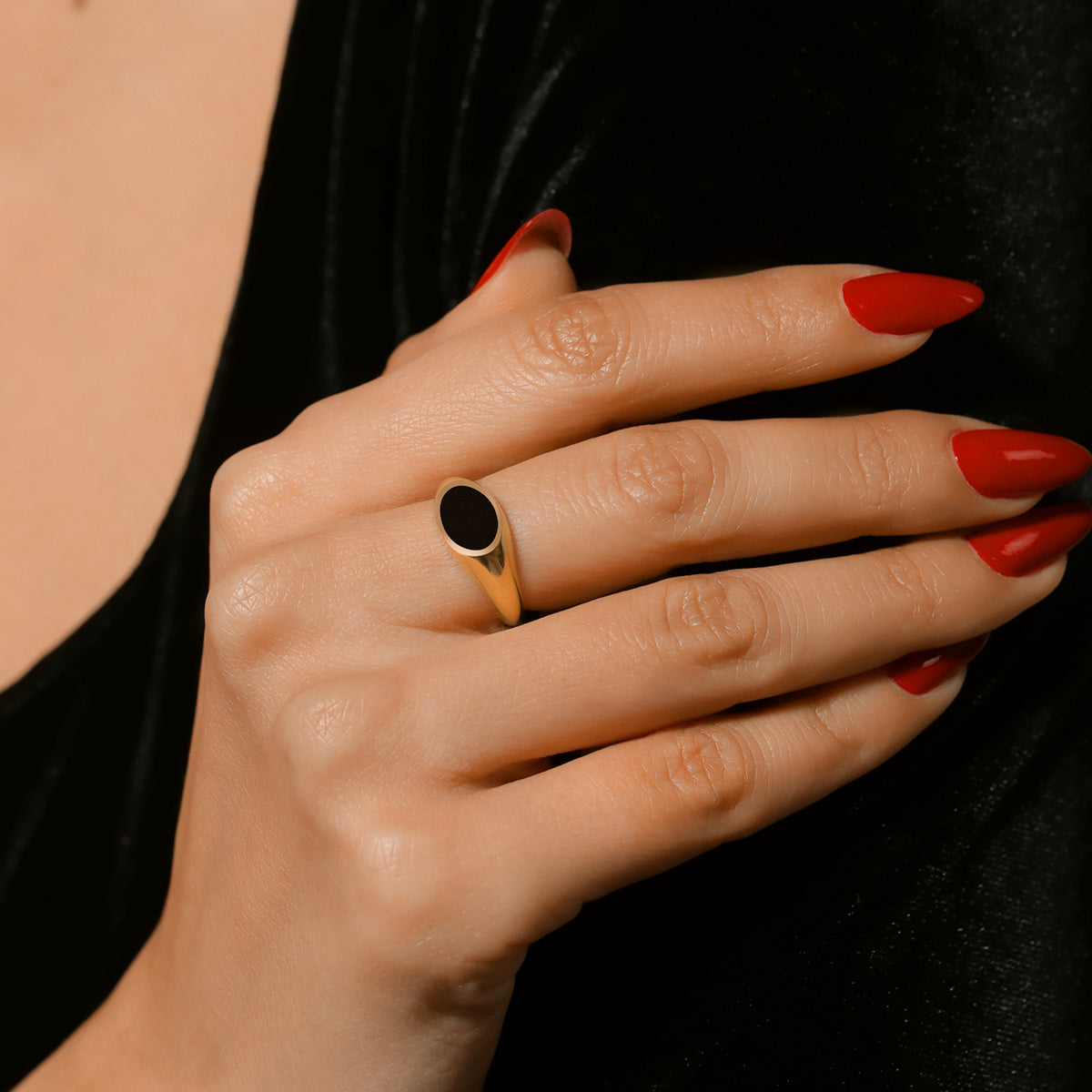 Signet Oval Enamel Ring