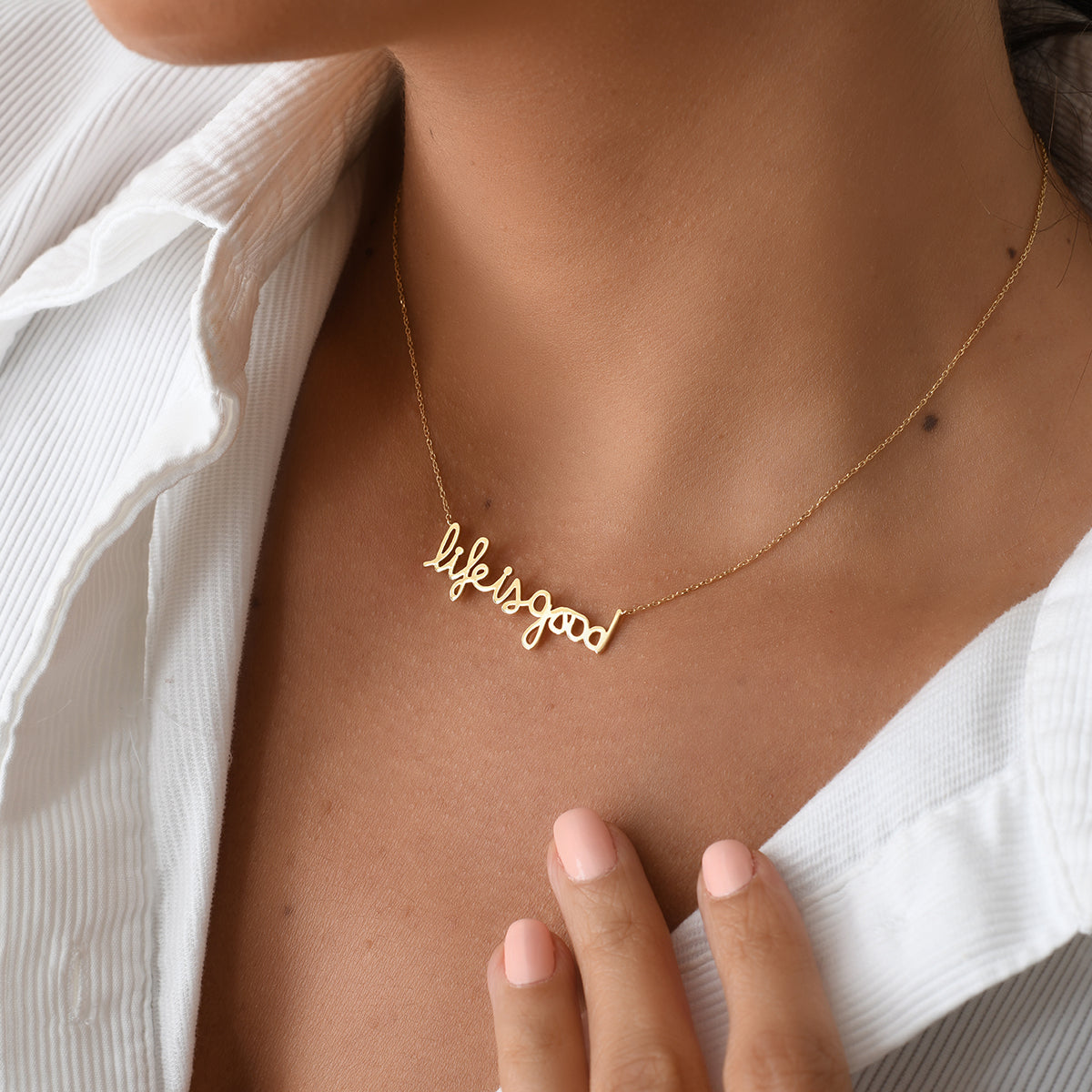 Handwritten Life is Good Necklace