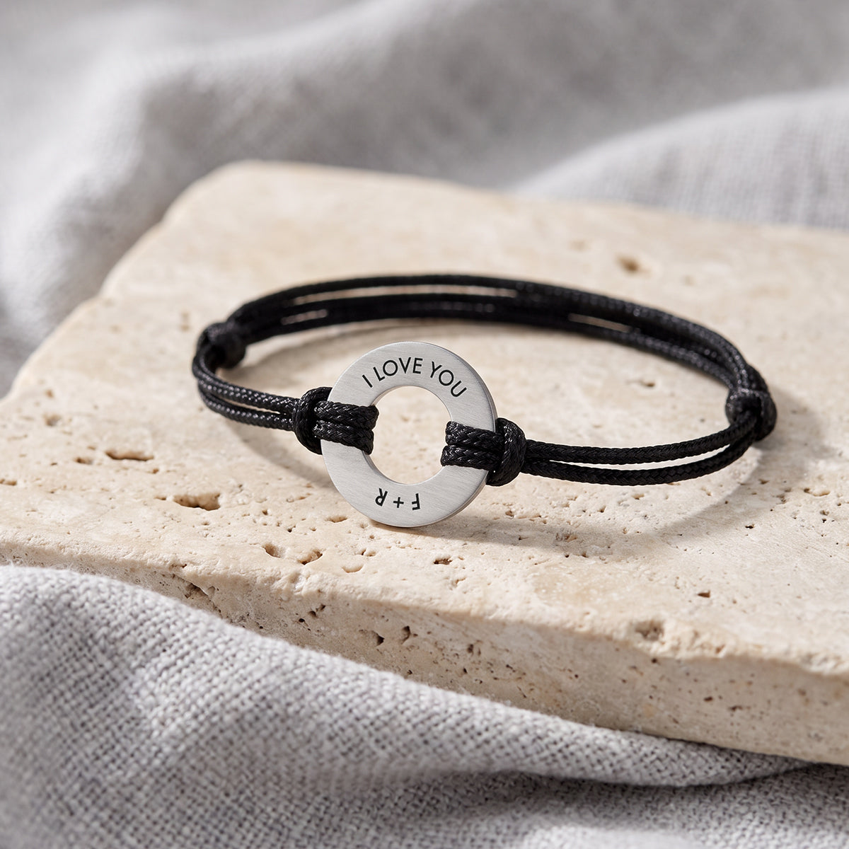 Engraved Circle Rope Bracelet