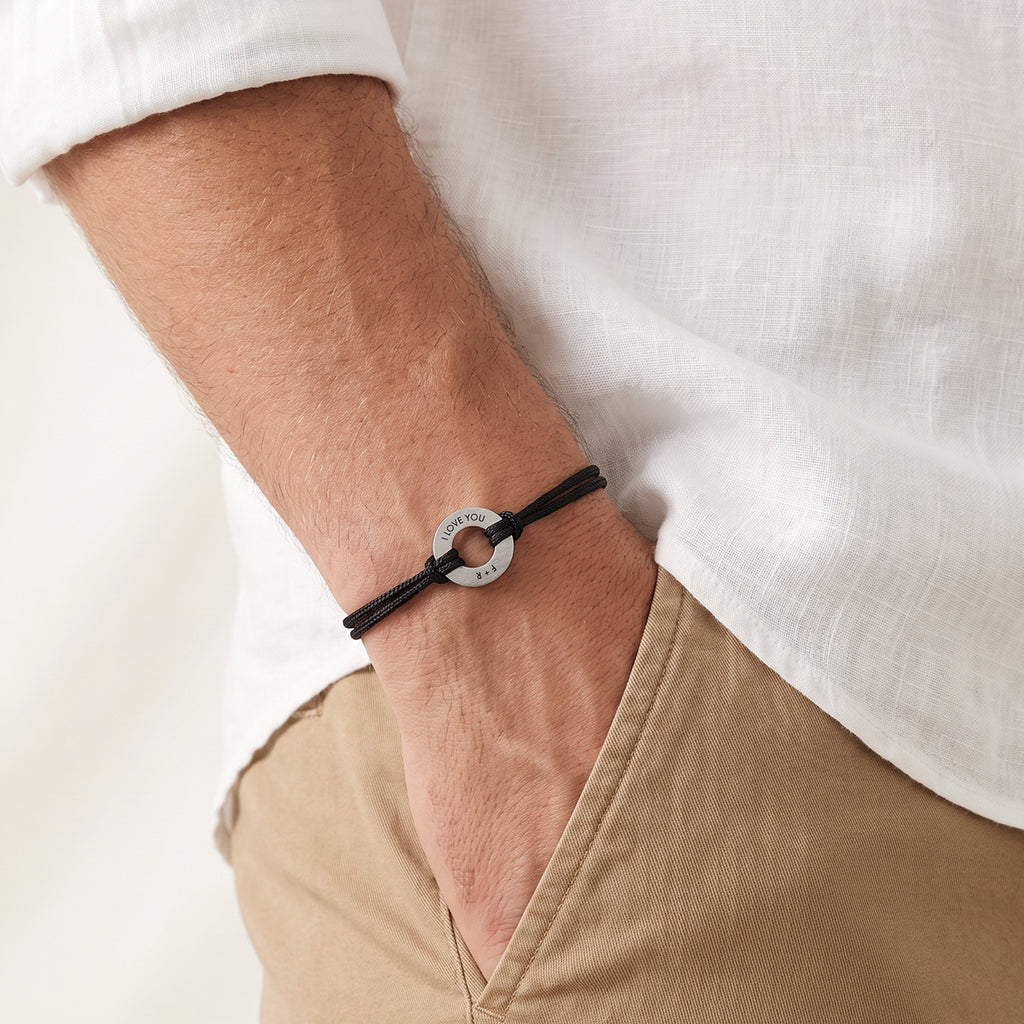 Engraved Circle Rope Bracelet