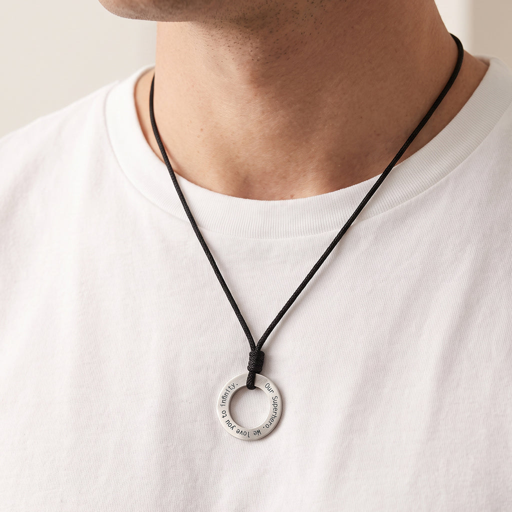 Engraved Circle Rope Necklace