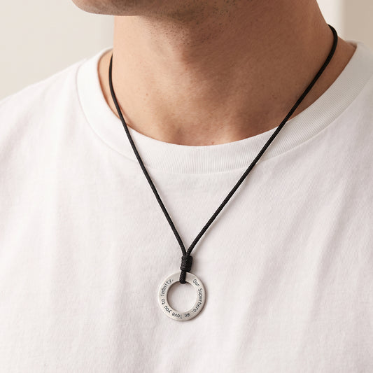 Engraved Circle Rope Necklace