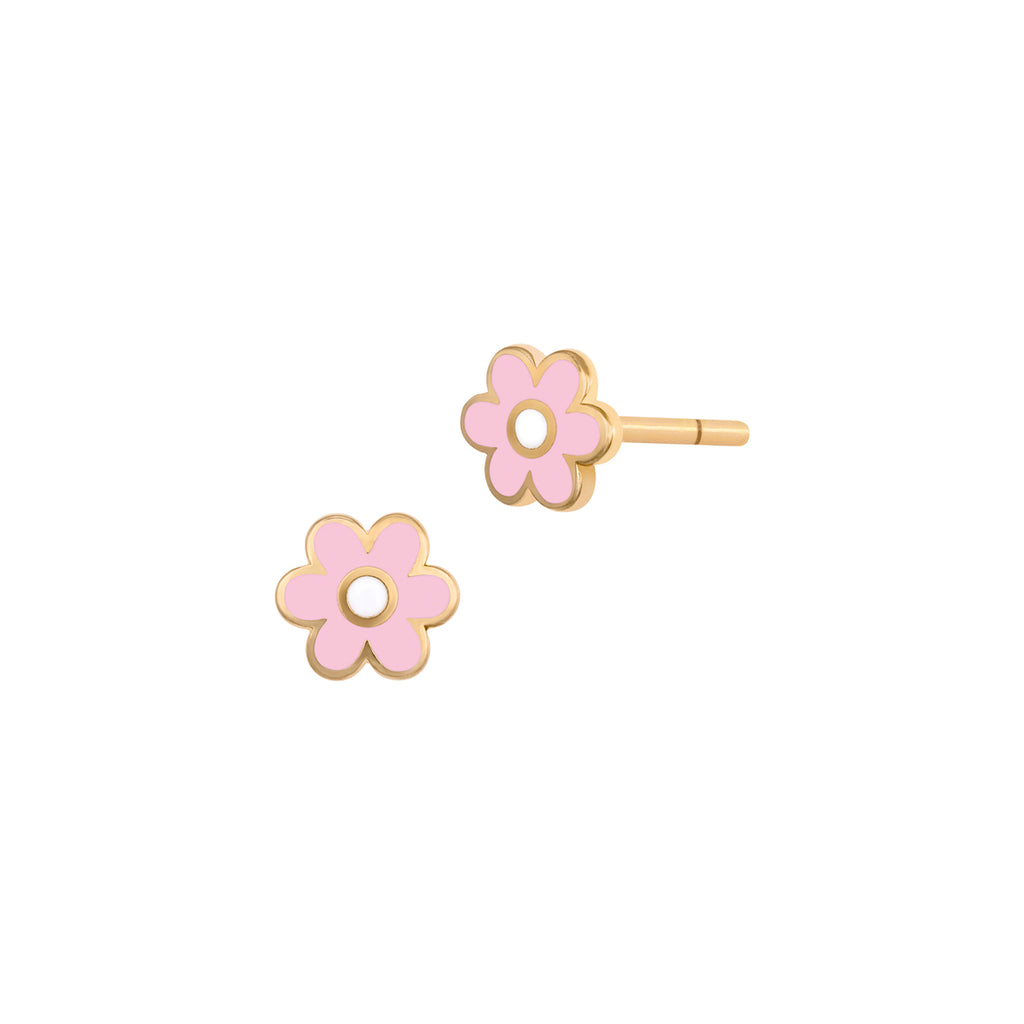Enamel Flower Earrings For Kids