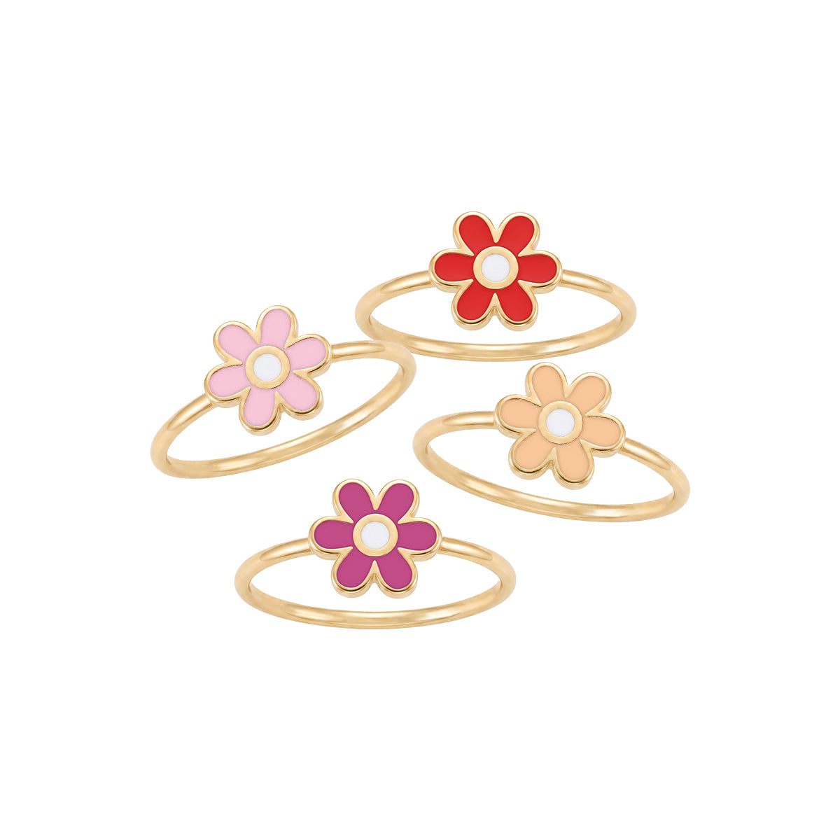Enamel Flower Ring For Kids