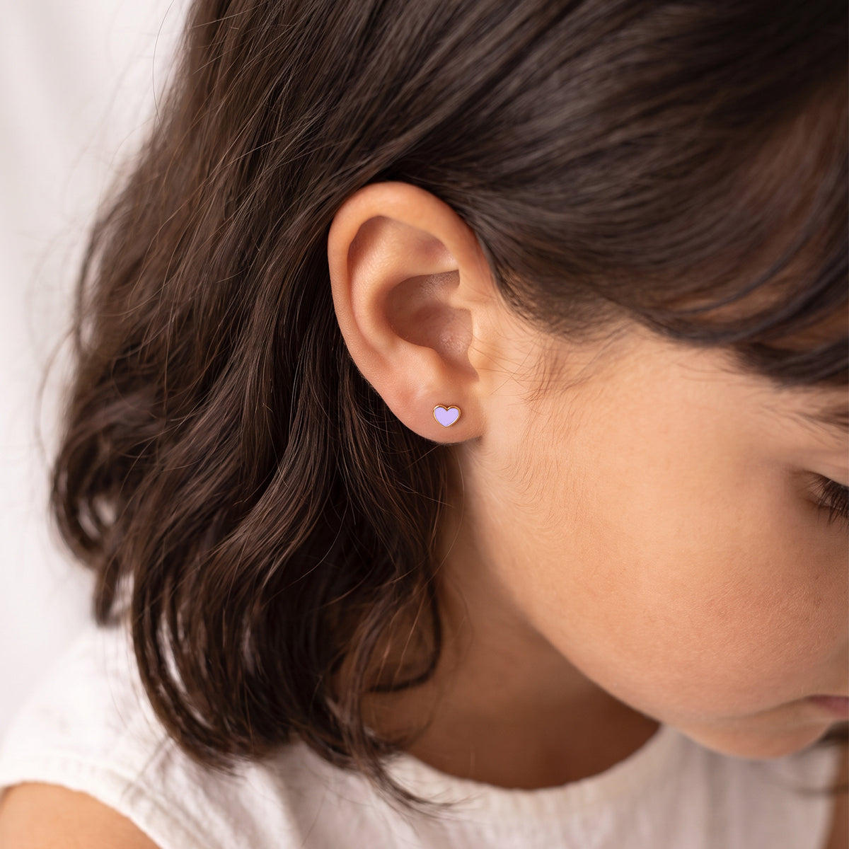 Enamel Heart Earrings For Kids