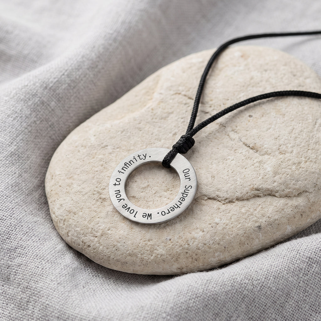 Engraved Circle Rope Necklace