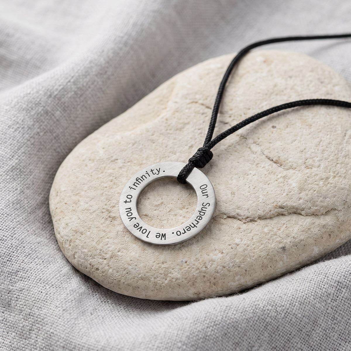 Engraved Circle Rope Necklace