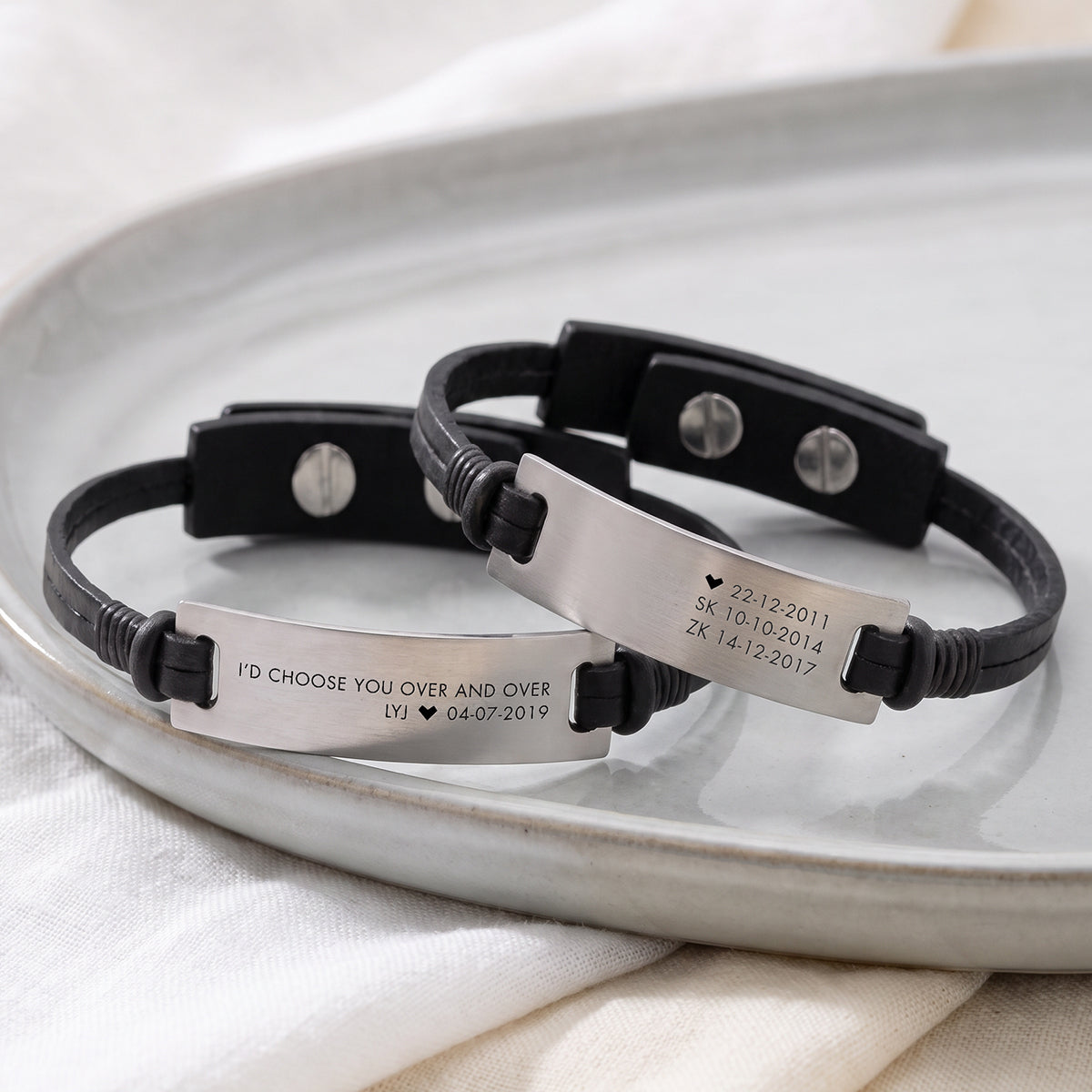 Engraved Leather Bracelet
