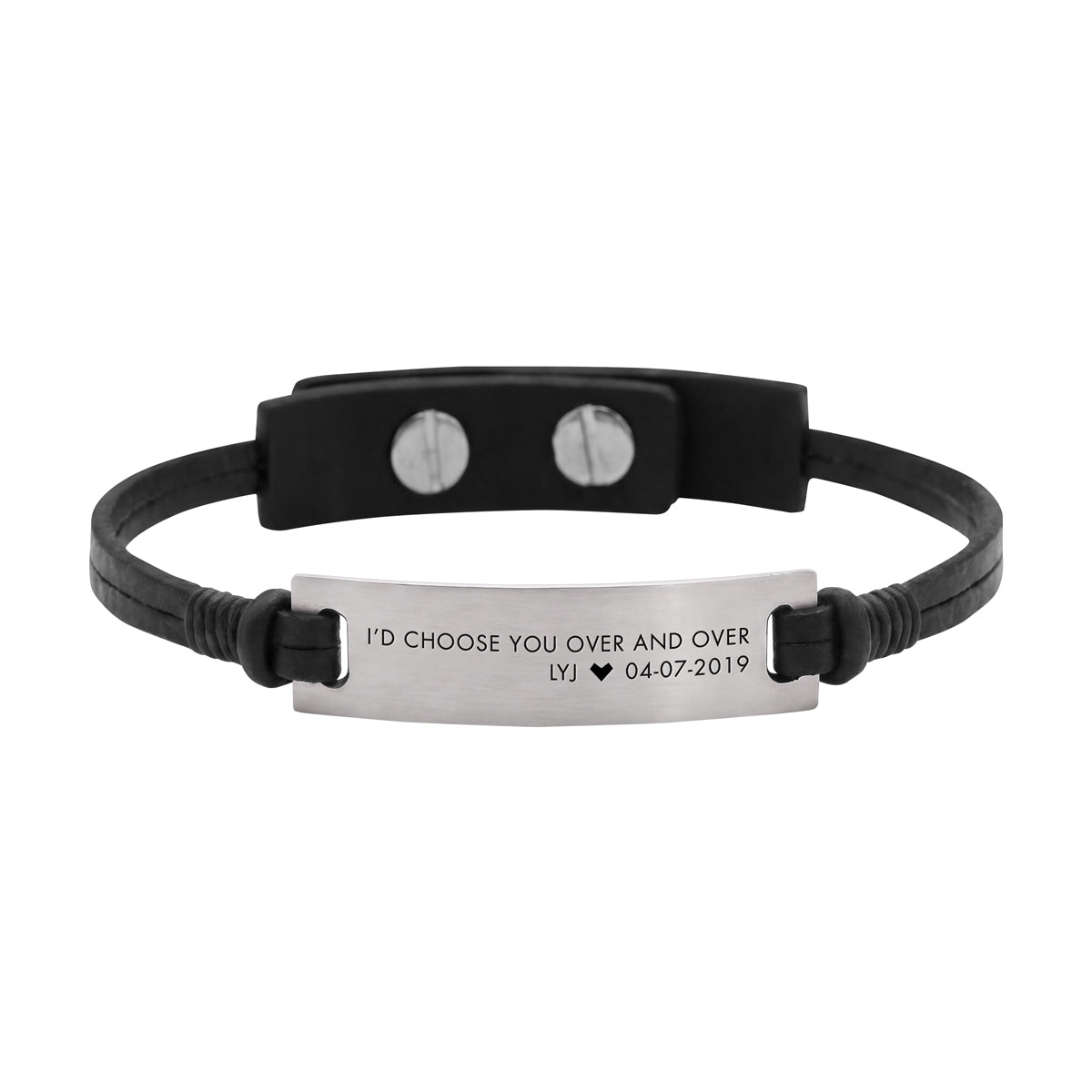 Engraved Leather Bracelet