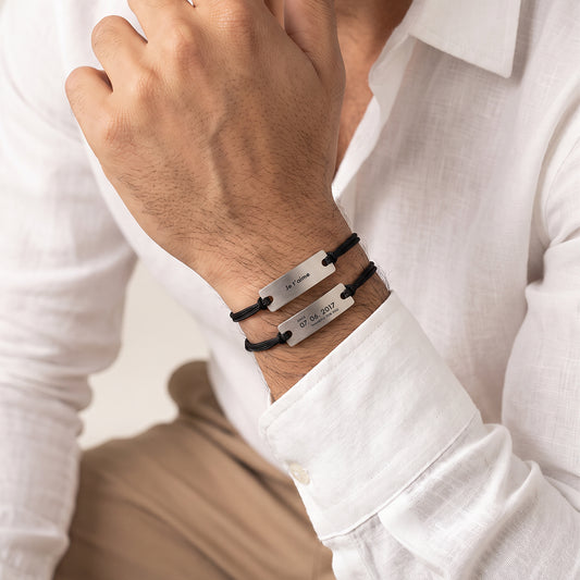 Engraved Rectangle Rope Bracelet (S)