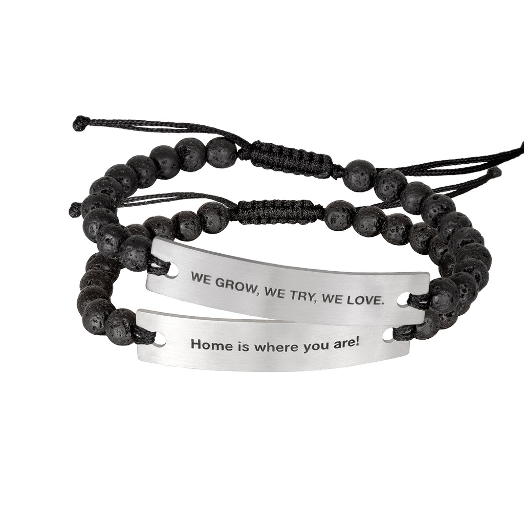 Engraved Rectangle Beads Bracelet