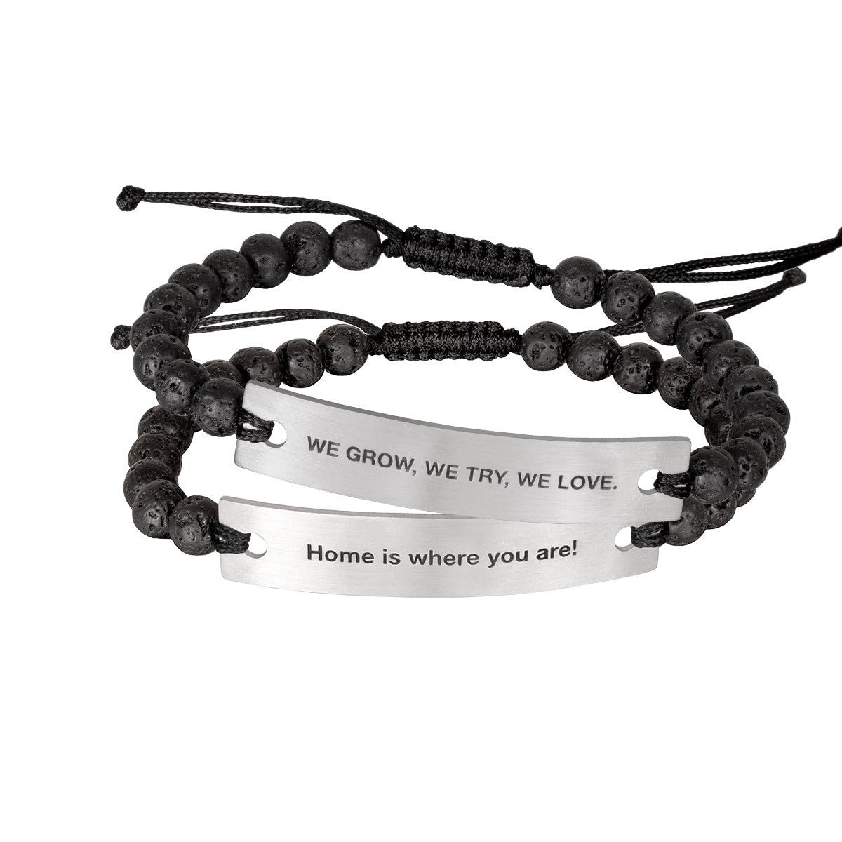 Engraved Rectangle Beads Bracelet