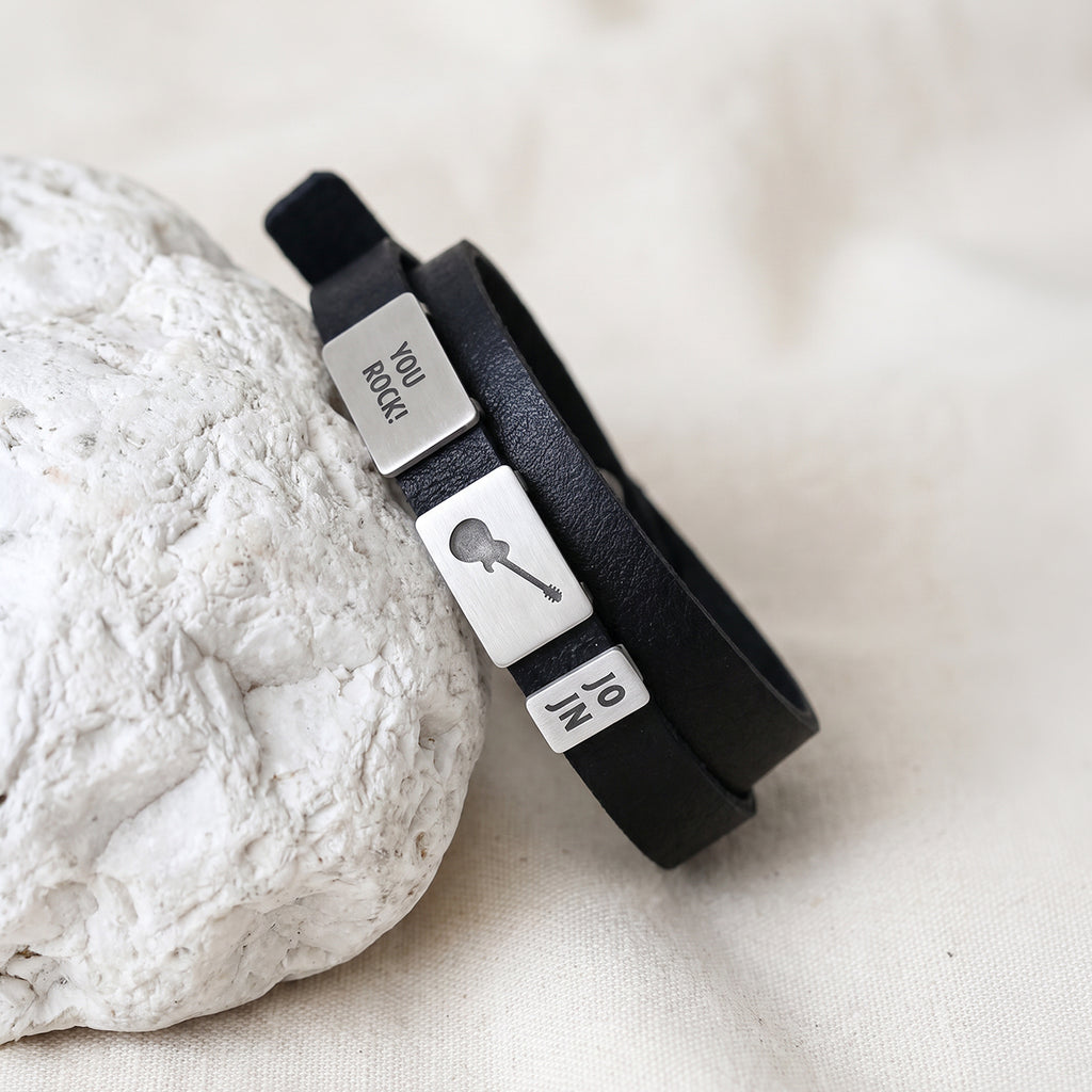 Engraved Three Plate Statement Bracelet