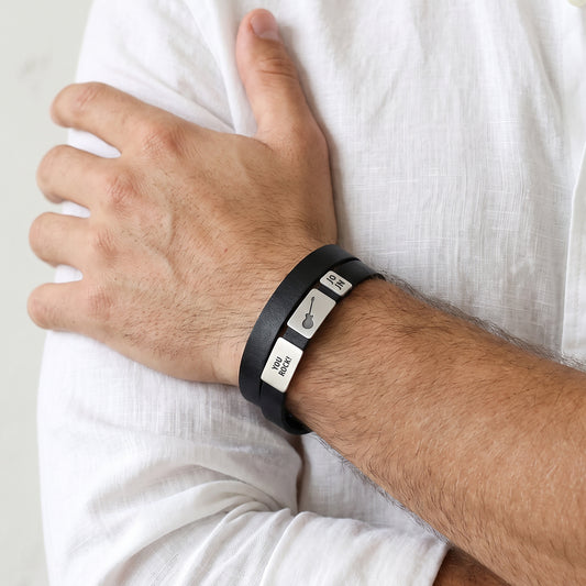 Engraved Three Plate Statement Bracelet