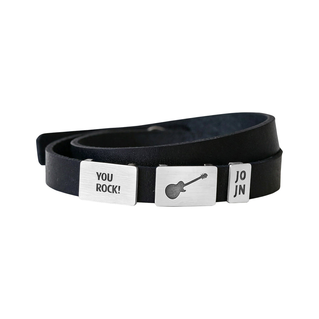 Engraved Three Plate Statement Bracelet