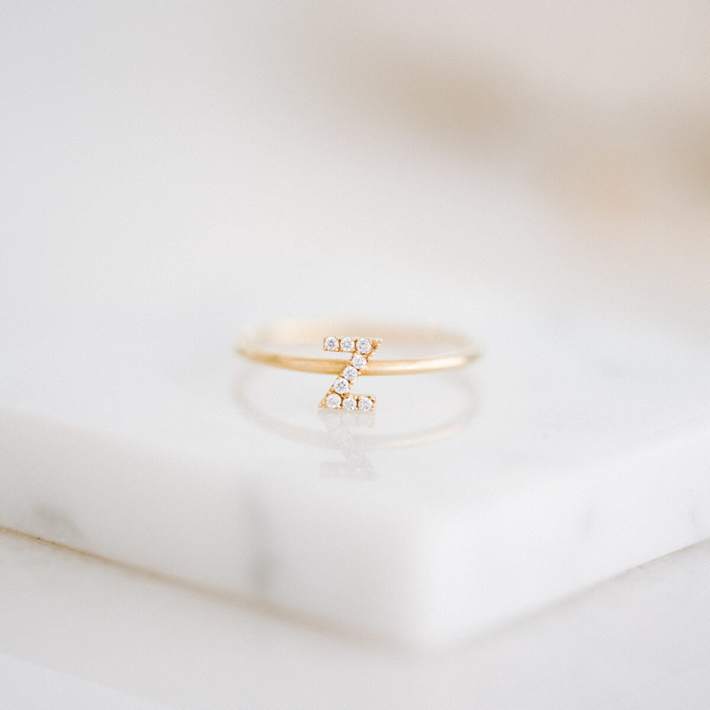 Custom Initial Letter Ring, 14k Yellow Gold Plated Pave Diamond Alphabet  Letter Ring Jewelry, Name Initial Ring Jewelry, Lover Name Rings - Etsy