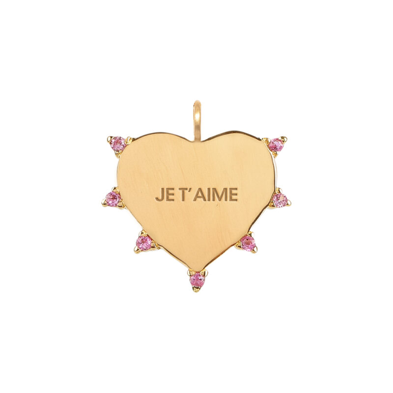 Engraved Heart Pink Sapphire Pendant